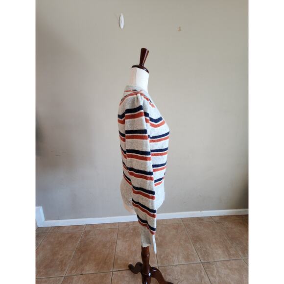 Madewell Margo Stripe Wool Blend V-Neck Sweater SZ Small - Picture 6 of 14